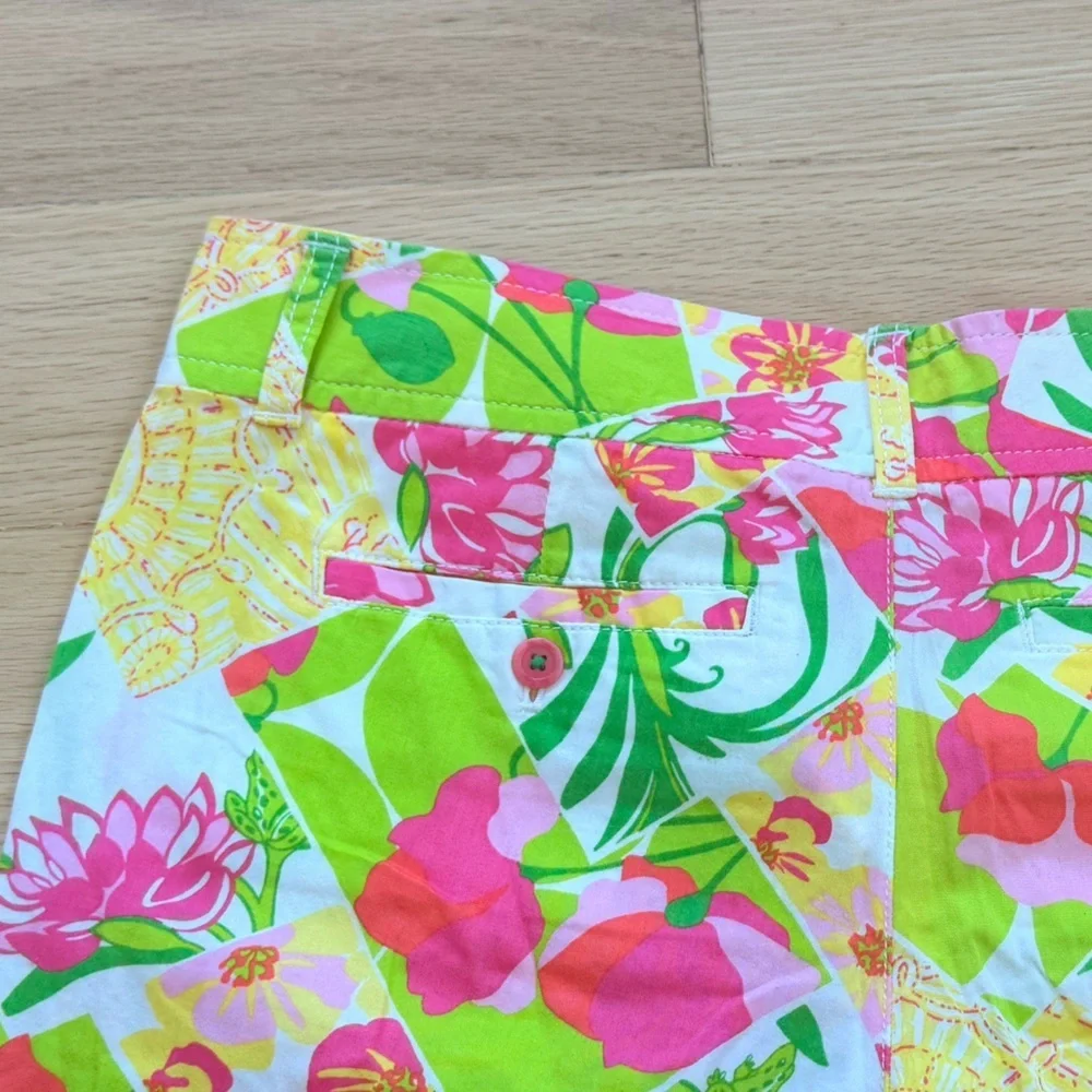Lilly Pulitzer Fields Forever Mid Rise Callahan Shorts 100% Cotton Size 8 - Picture 9 of 10